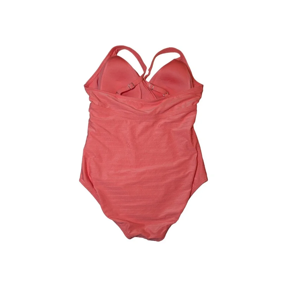 ⭐D9 Lands End Coral Ribbed One Piece Swimsuit Size Medium